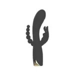Vibrator Rabbit 3 în 1 negru, pentru clitoris, punctul G și stimulare anală